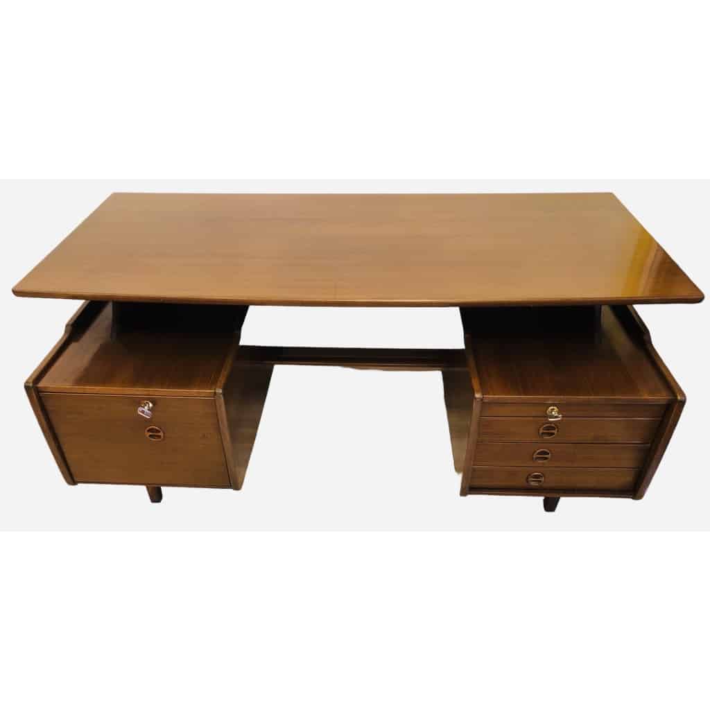 HAUVILLE Jacques Bureau Double Face Ouvrant Par Trois Tiroirs Et Un Caisson | Biron 