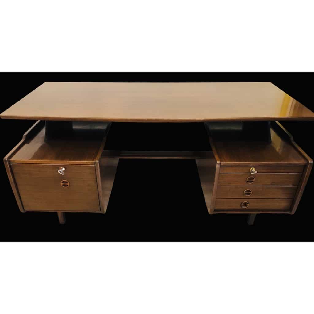 HAUVILLE Jacques Bureau Double Face Ouvrant Par Trois Tiroirs Et Un Caisson | Biron 