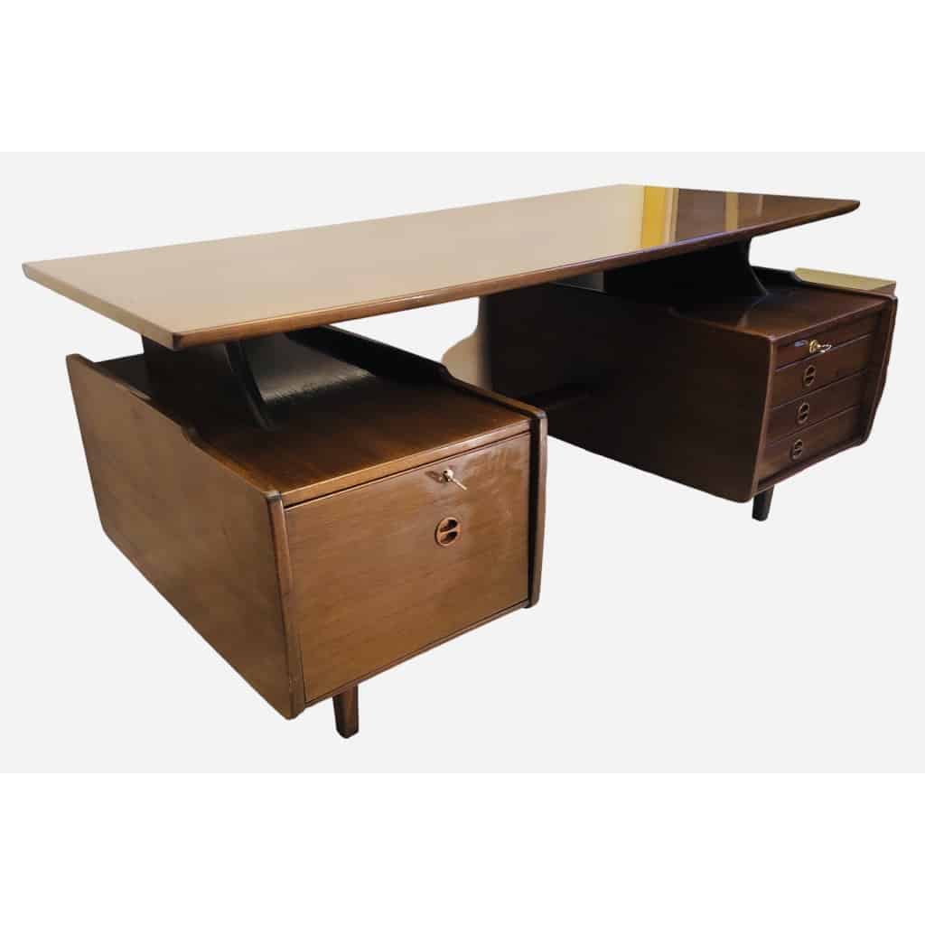 HAUVILLE Jacques Bureau Double Face Ouvrant Par Trois Tiroirs Et Un Caisson | Biron 