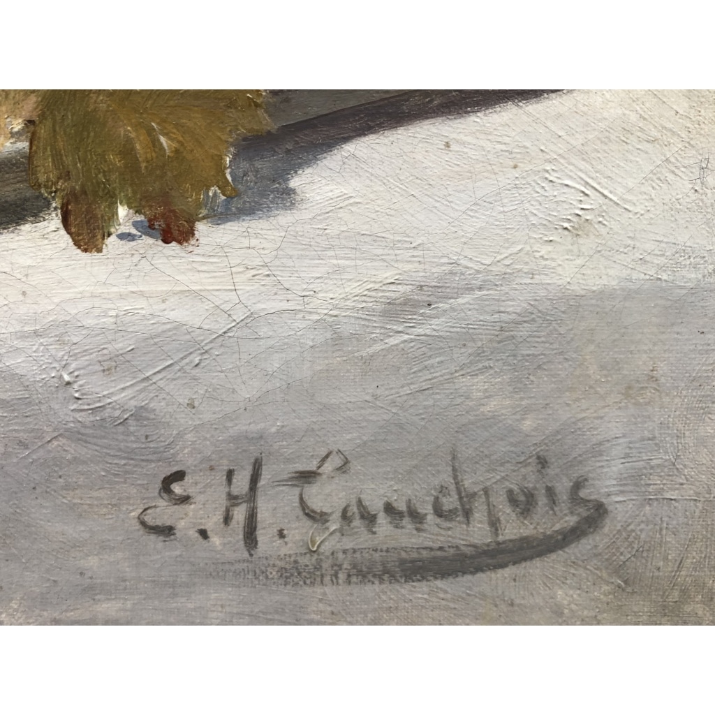 CAUCHOIX Eugène Nature morte aux fruits sur plateau d’argent Huile Sur Toile Signée Certificat d’authenticité | Biron 