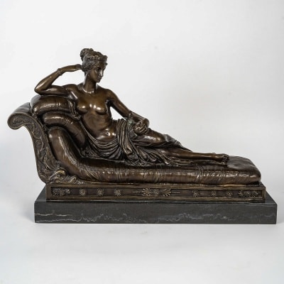 D'après Antonio Canova (1757-1822) - Pauline Borghèse dite Venus Vitrix en bronze et marbre vers 1860-1880