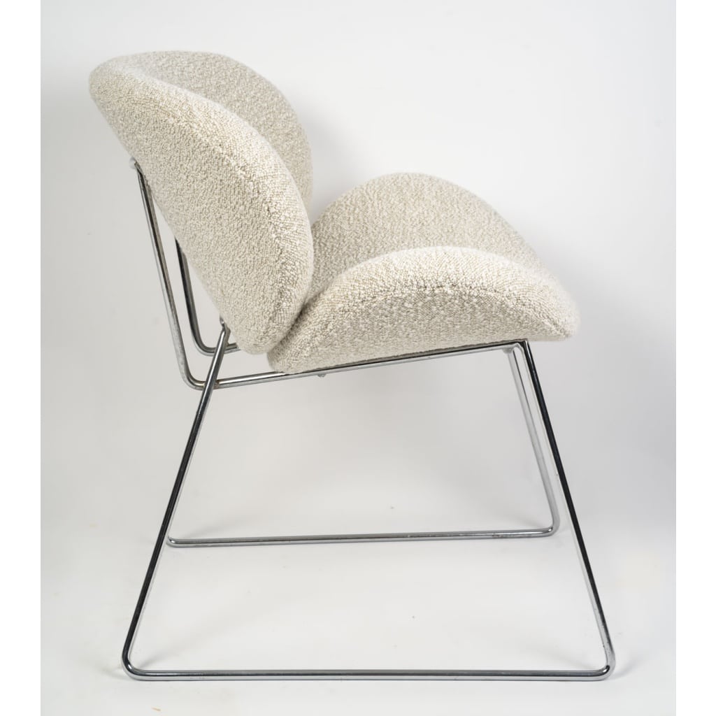 Paire de Chaises Pierre Paulin | Design iconique des Années 50-60 | Restaurées | Couleur Écru | Biron 
