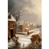 Louis-Claude Malbranche (1790-1838) Scène de vie à la campagne sous la neige huile sur toile vers 1820 | Biron 