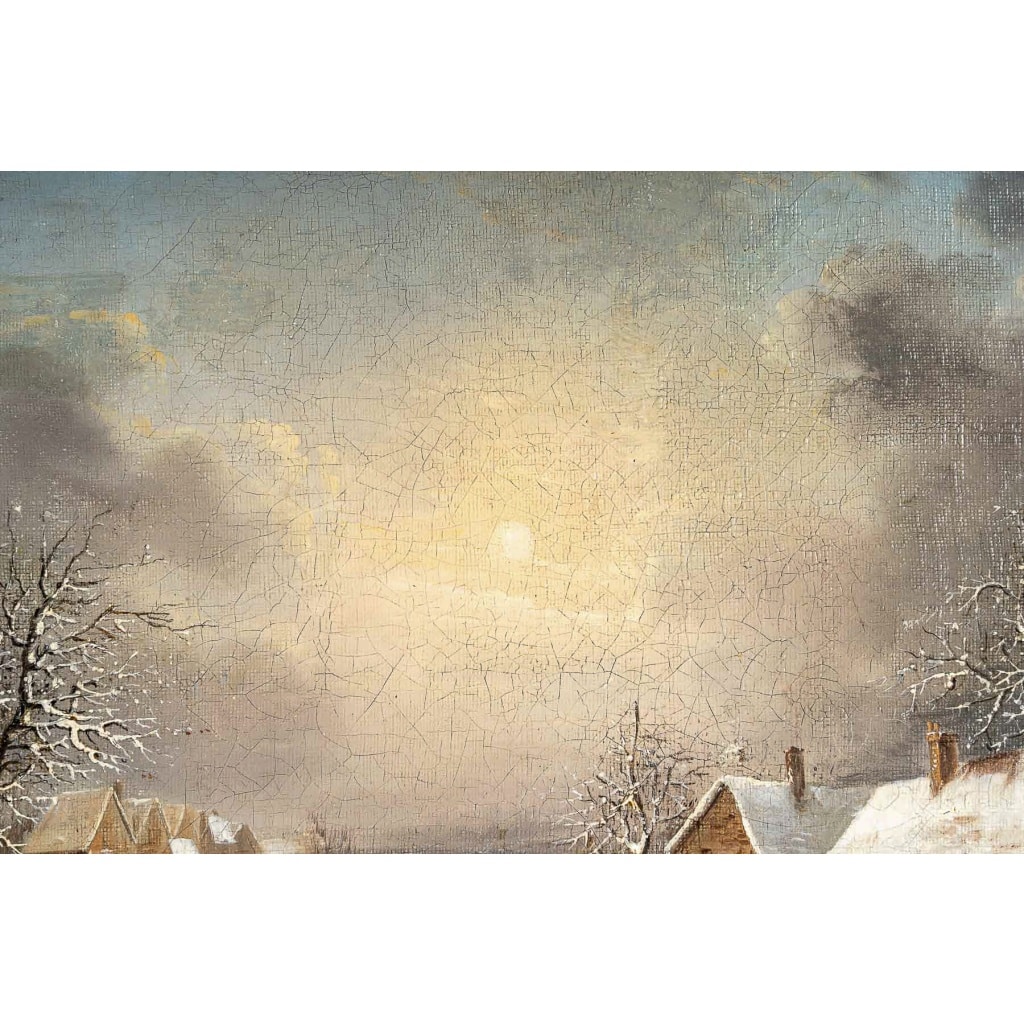 Louis-Claude Malbranche (1790-1838) Scène de vie à la campagne sous la neige huile sur toile vers 1820 | Biron 