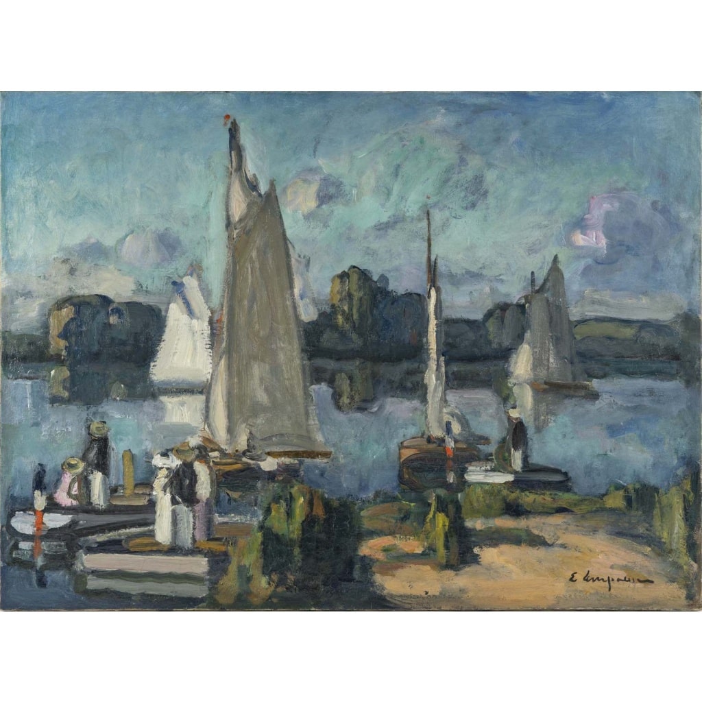 Edmond LEMPEREUR (1876 – 1909) L’embarquement – Circa 1900 | Biron Edmond LEMPEREUR (1876-1909) La promenade en barque