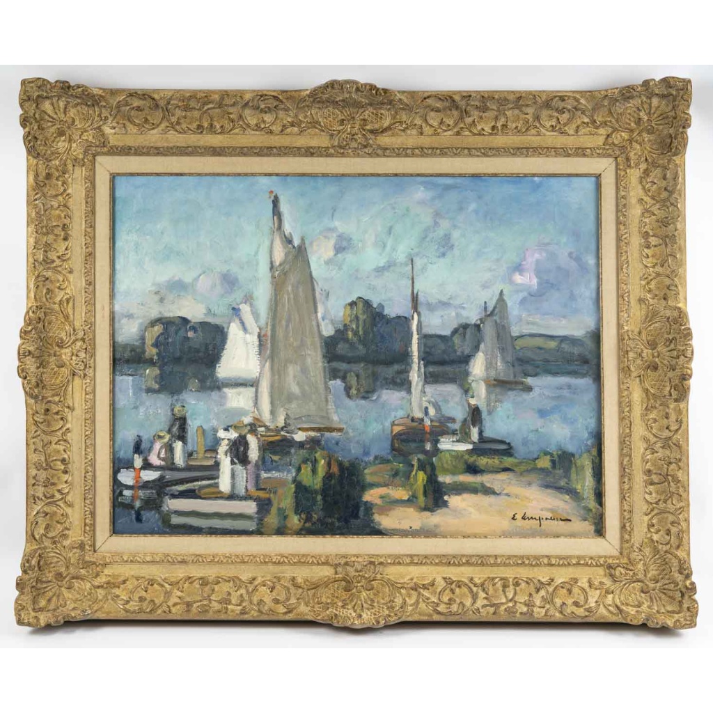Edmond LEMPEREUR (1876 – 1909) L’embarquement – Circa 1900 | Biron Edmond LEMPEREUR (1876-1909) La promenade en barque cadre