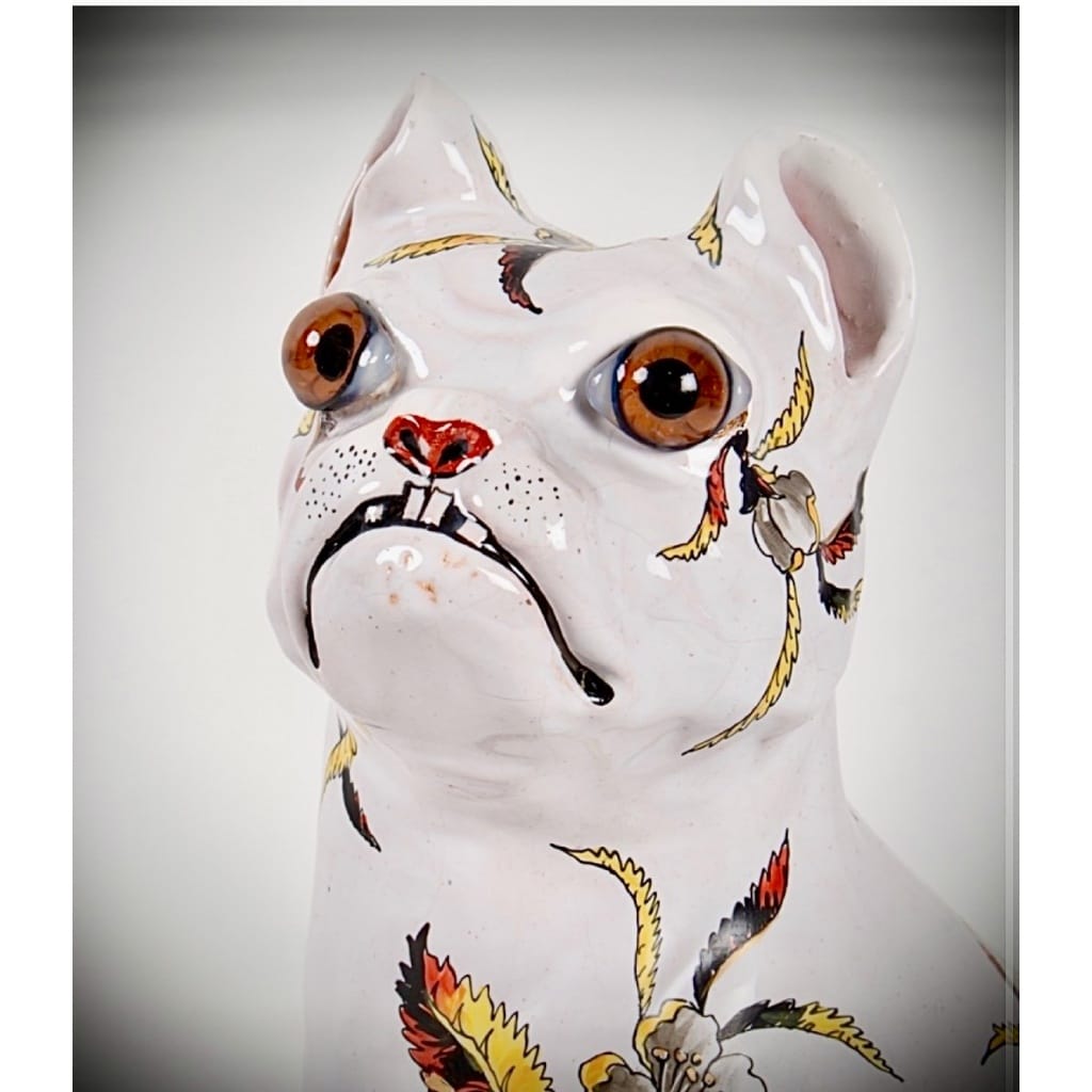 EMILE GALLÉ CHIEN BULL DOG EN CERAMIQUE | Biron 
