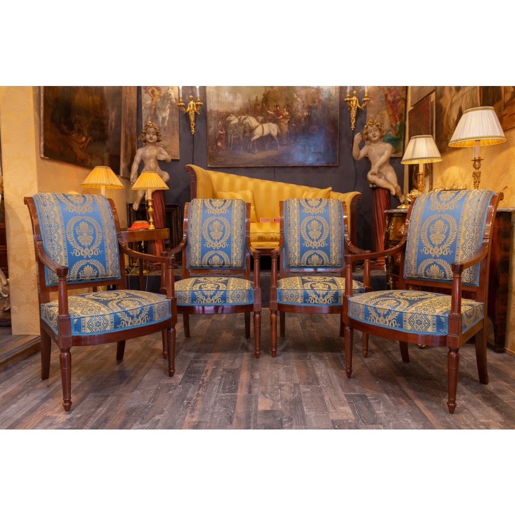 Georges Jacob reçu Maitre en 1765 Quatre fauteuils en acajou époque Directoire vers 1795-1799 | Biron 