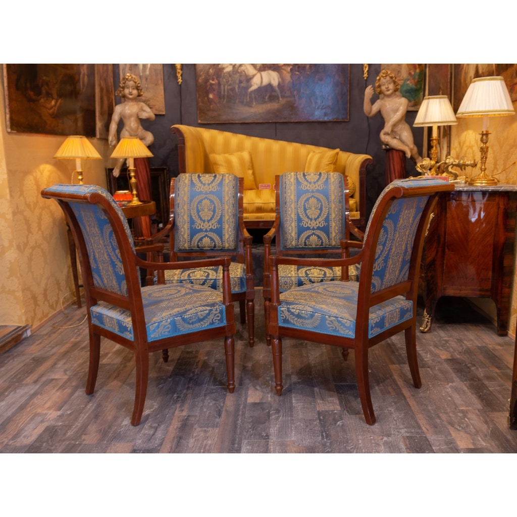 Georges Jacob reçu Maitre en 1765 Quatre fauteuils en acajou époque Directoire vers 1795-1799 | Biron 