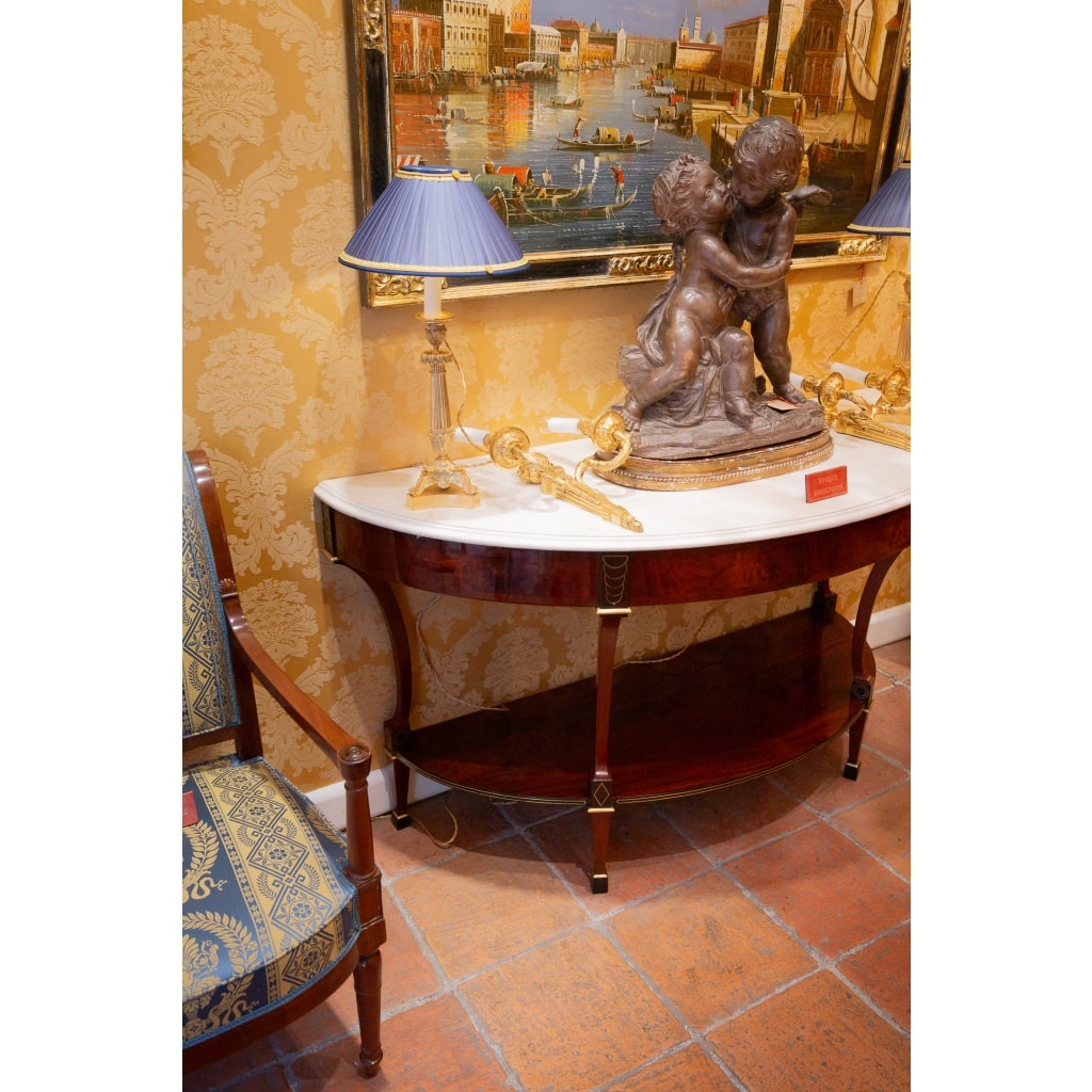 Jean-Joseph Chapuis (1765-1864) Console demi-lune en Acajou et marbre blanc époque Directoire | Biron 