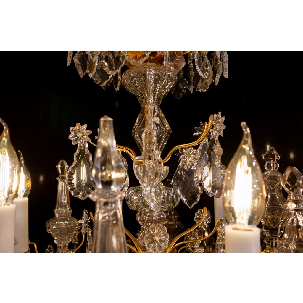 Petit lustre d’époque Louis XV en bronze doré et cristal taillé vers 1760-1770 | Biron 