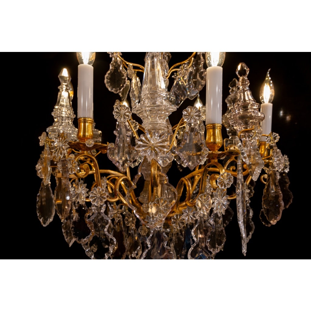 Petit lustre d’époque Louis XV en bronze doré et cristal taillé vers 1760-1770 | Biron 