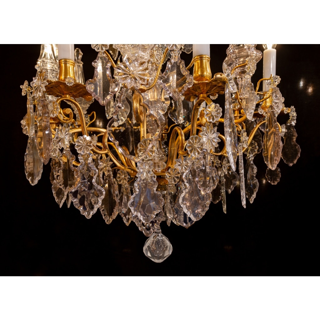 Petit lustre d’époque Louis XV en bronze doré et cristal taillé vers 1760-1770 | Biron 