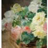 JEANNIN Georges Peinture Française 19è Siècle Panier De Roses Huile Sur Toile Signée Certificat d’authenticité | Biron 