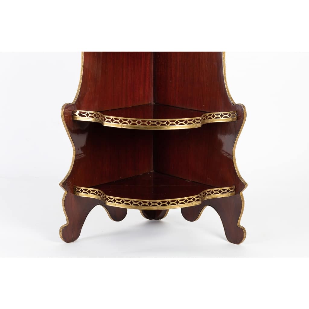 Encoignure en acajou de style Louis XVI à décor de bronze et laiton doré vers 1890-1900 | Biron 