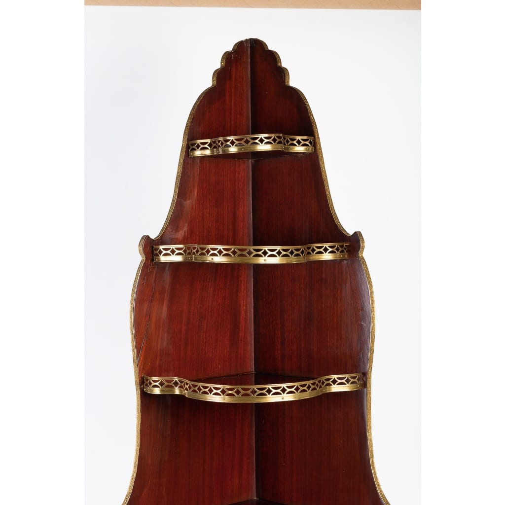 Encoignure en acajou de style Louis XVI à décor de bronze et laiton doré vers 1890-1900 | Biron 