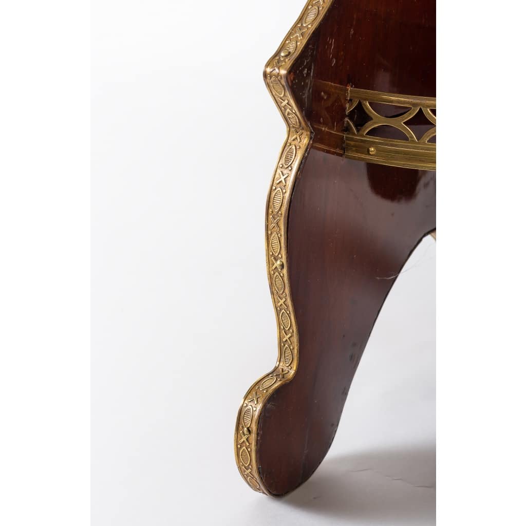 Encoignure en acajou de style Louis XVI à décor de bronze et laiton doré vers 1890-1900 | Biron 