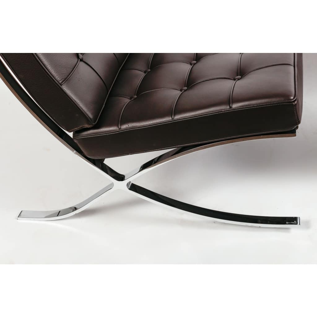 Fauteuil Style Barcelona avec Ottoman – Made in Italy, Design Moderne Iconique, Parfait État | Biron 