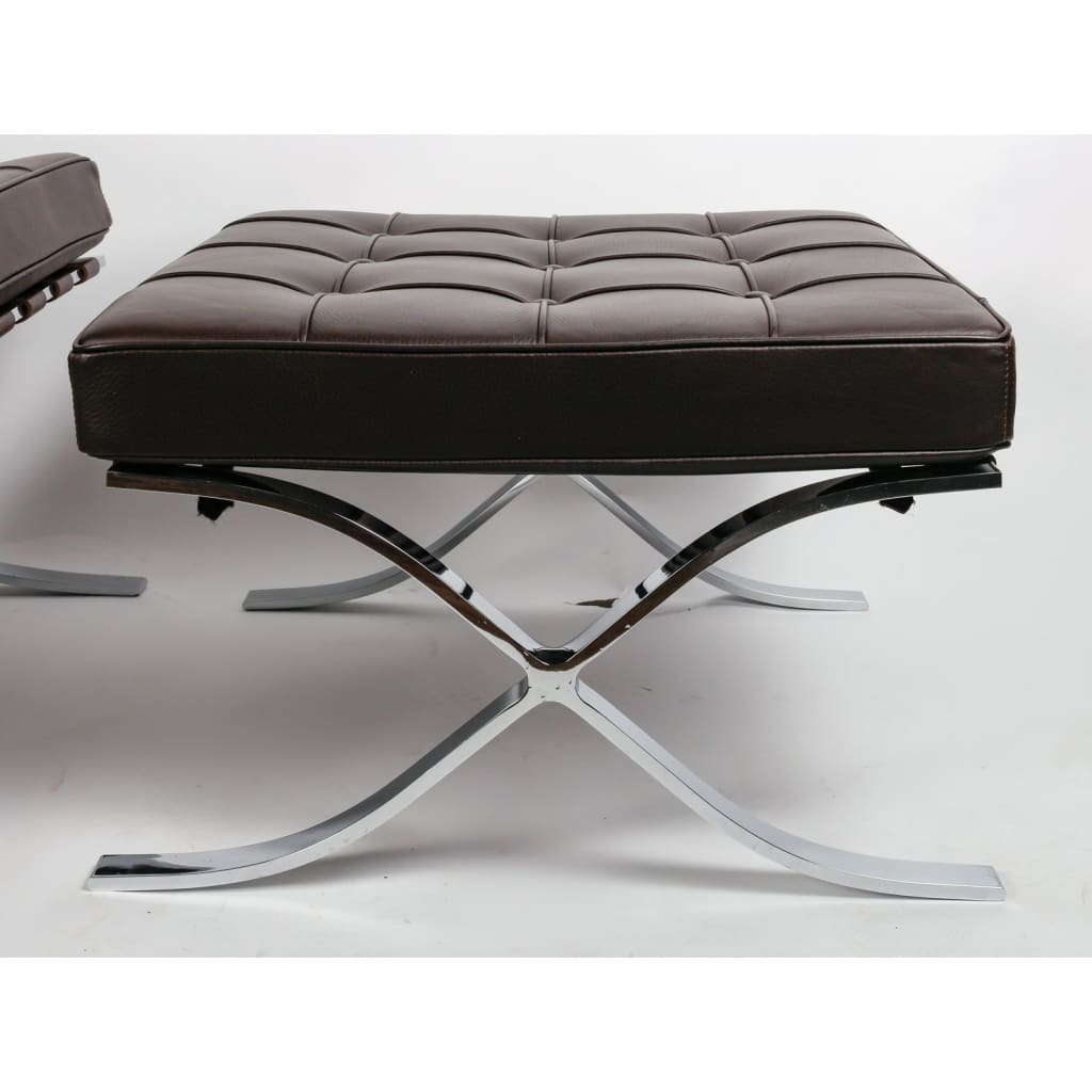 Fauteuil Style Barcelona avec Ottoman – Made in Italy, Design Moderne Iconique, Parfait État | Biron 