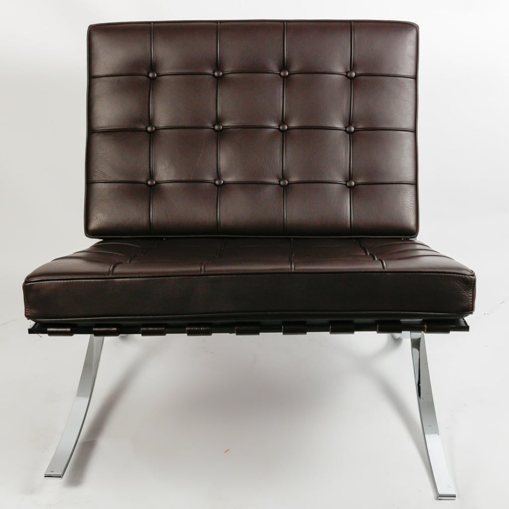 Fauteuil Style Barcelona avec Ottoman – Made in Italy, Design Moderne Iconique, Parfait État | Biron 