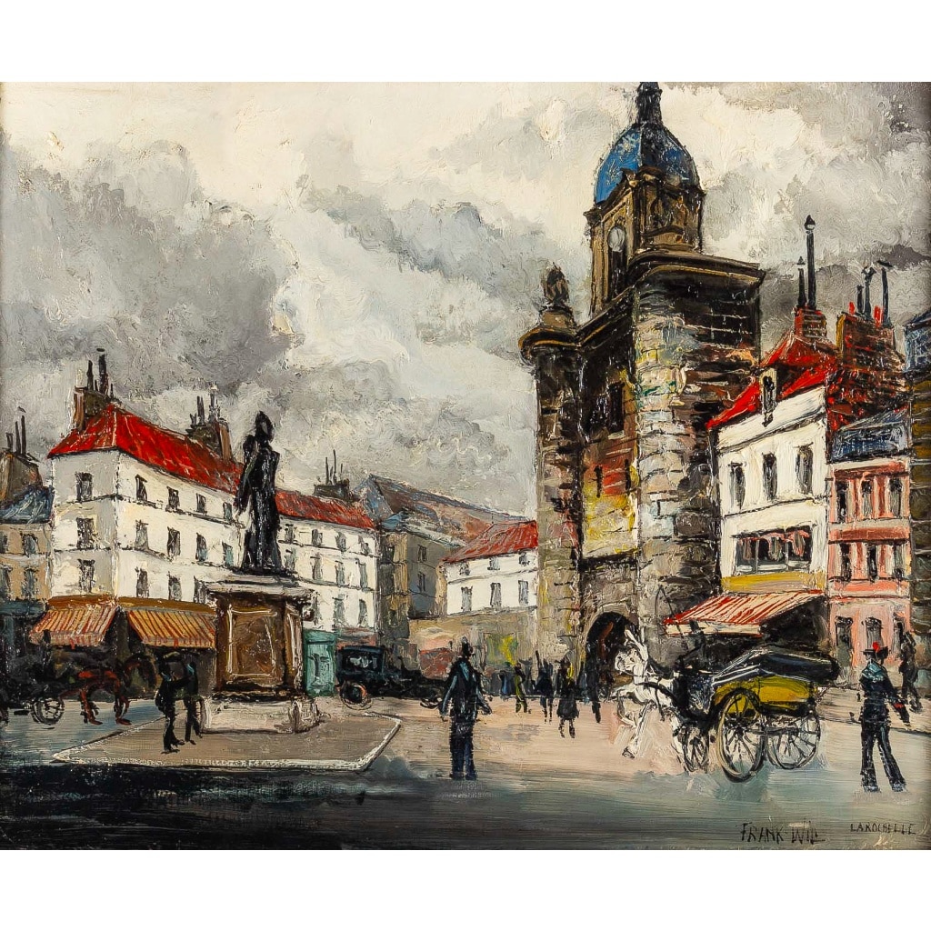 Franck Will (1900-1951) Place de la Grosse Horloge à La Rochelle huile sur toile vers 1925-1930 | Biron 