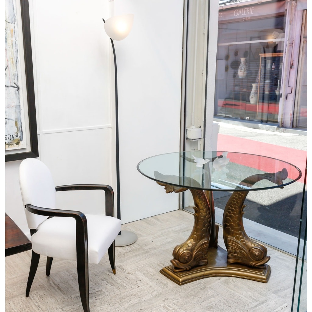 Rare Lampadaire Vintage en Fer Forgé et Opaline, Design Sculptural Italien des Années 1960 | Biron 
