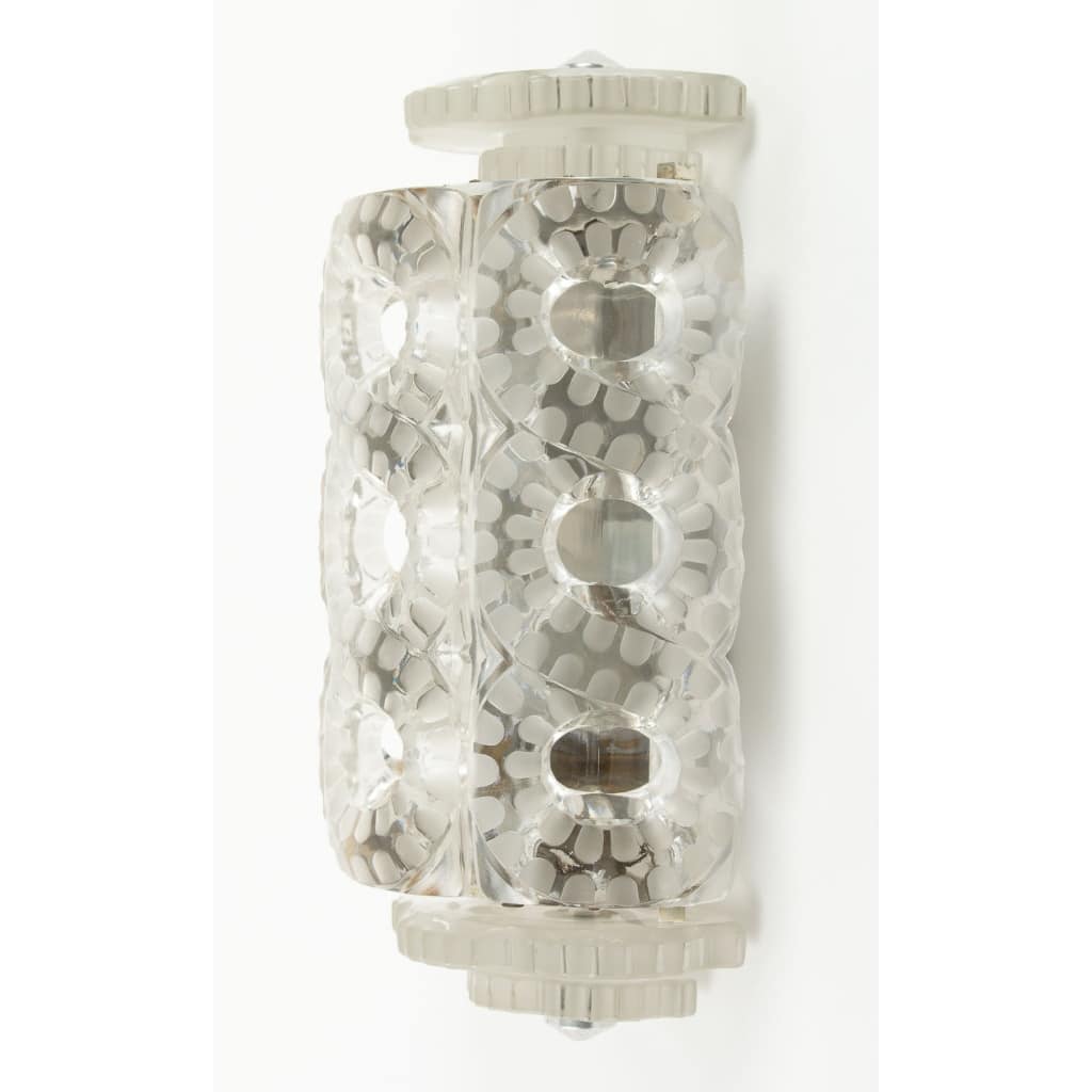 Ensemble de 3 Appliques « Séville » Lalique en Cristal | 1947 | Éclairage de Luxe| Design Élégant | Biron 
