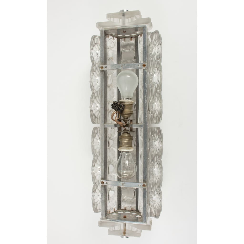 Ensemble de 3 Appliques « Séville » Lalique en Cristal | 1947 | Éclairage de Luxe| Design Élégant | Biron 