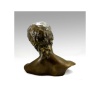 Sculpture d’un visage tête incliné en bronze patiné, Art contemporain, XXIème siècle. | Biron 