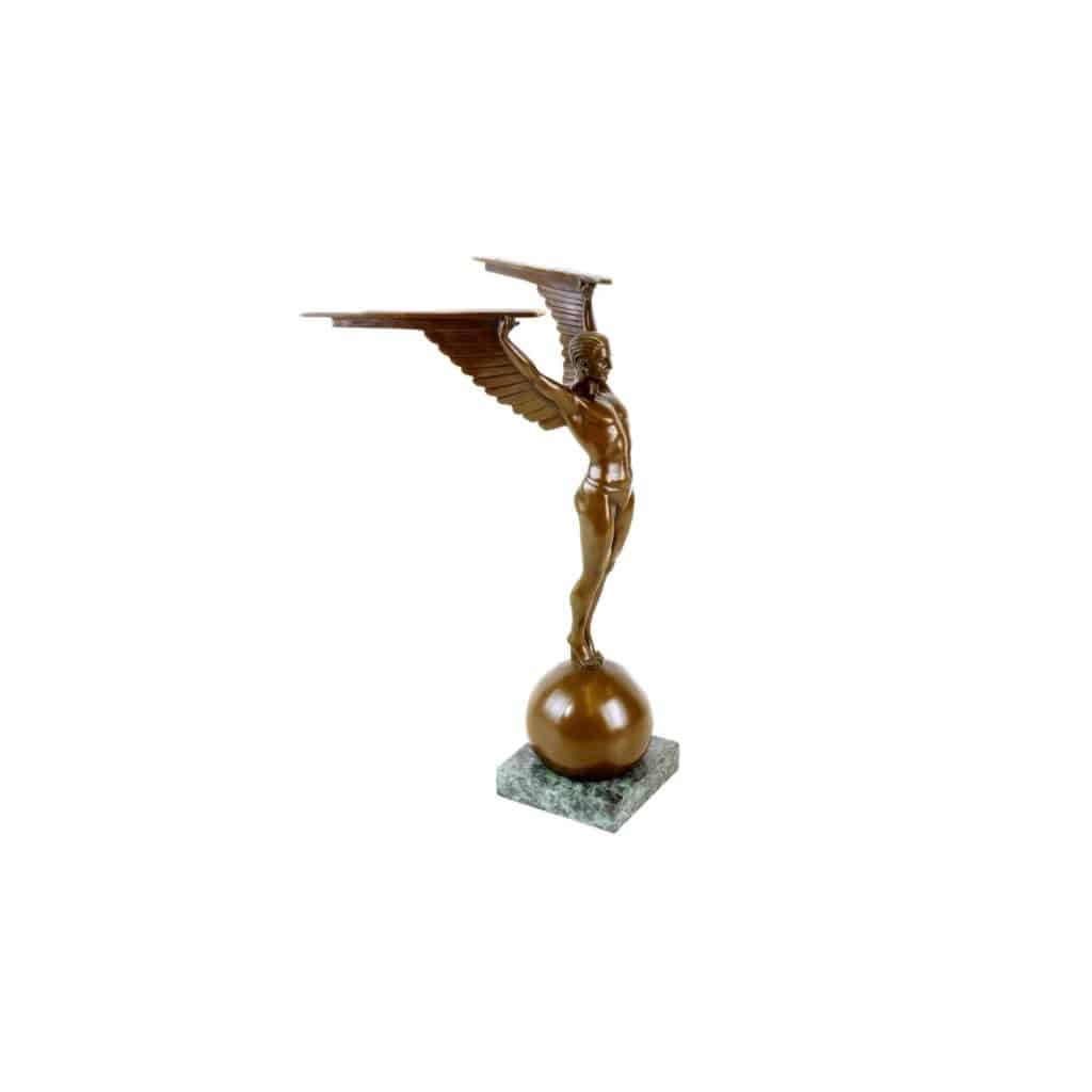 Sculpture en bronze patiné représentant Icare, socle en marbre, style Art Déco, XXIème siècle. | Biron 