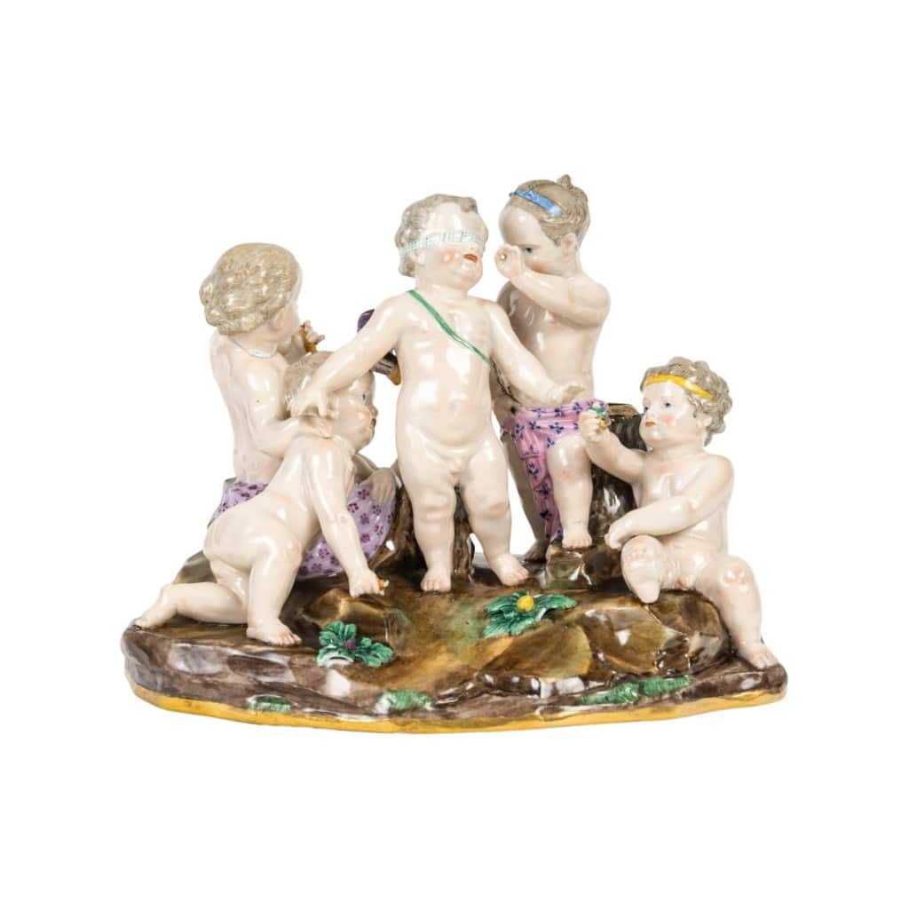 Sculpture, groupe en porcelaine de Meissen, XIXème siècle, époque Napoléon III. | Biron 