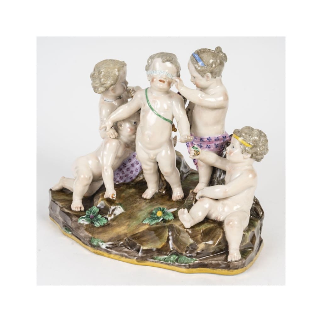 Sculpture, groupe en porcelaine de Meissen, XIXème siècle, époque Napoléon III. | Biron 