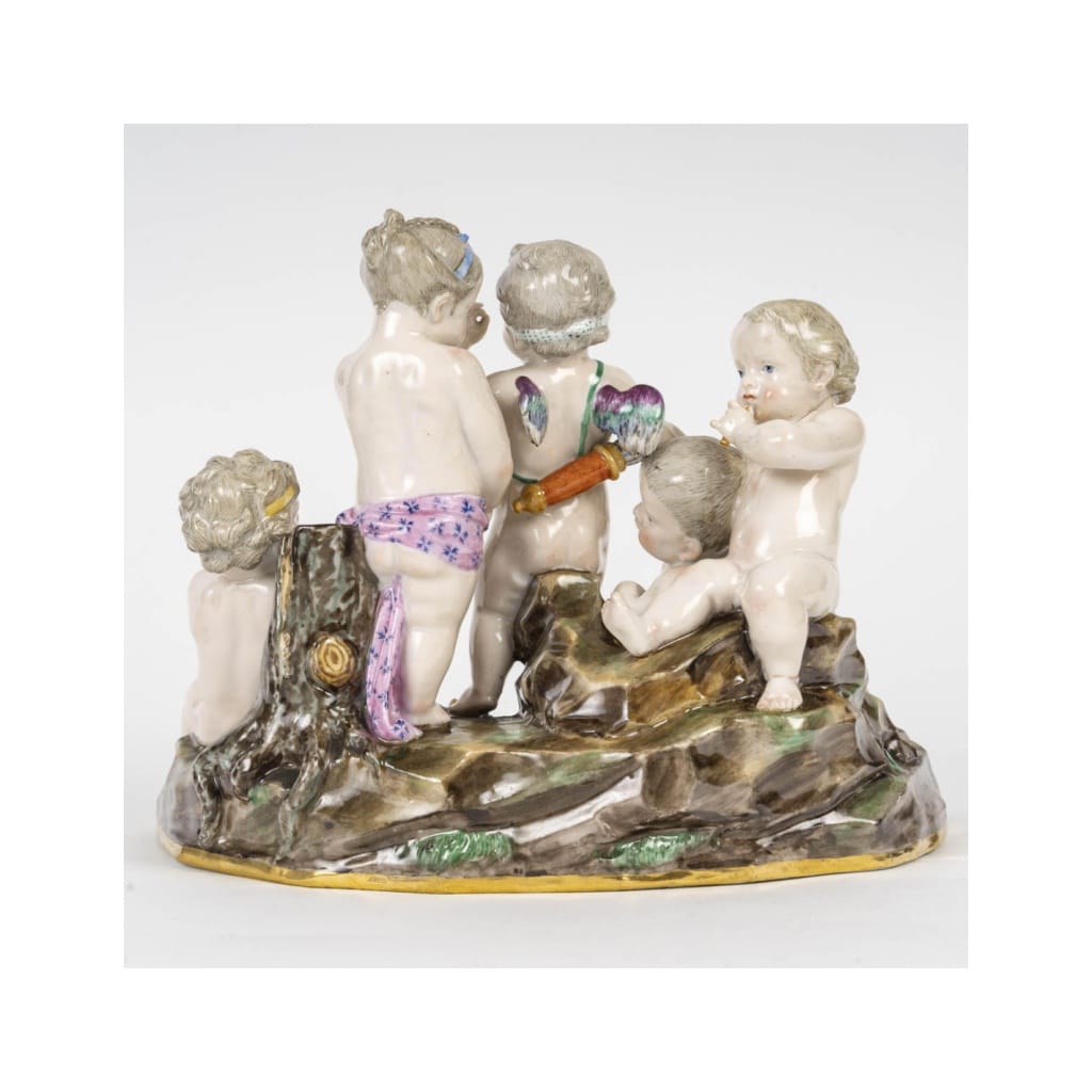 Sculpture, groupe en porcelaine de Meissen, XIXème siècle, époque Napoléon III. | Biron 