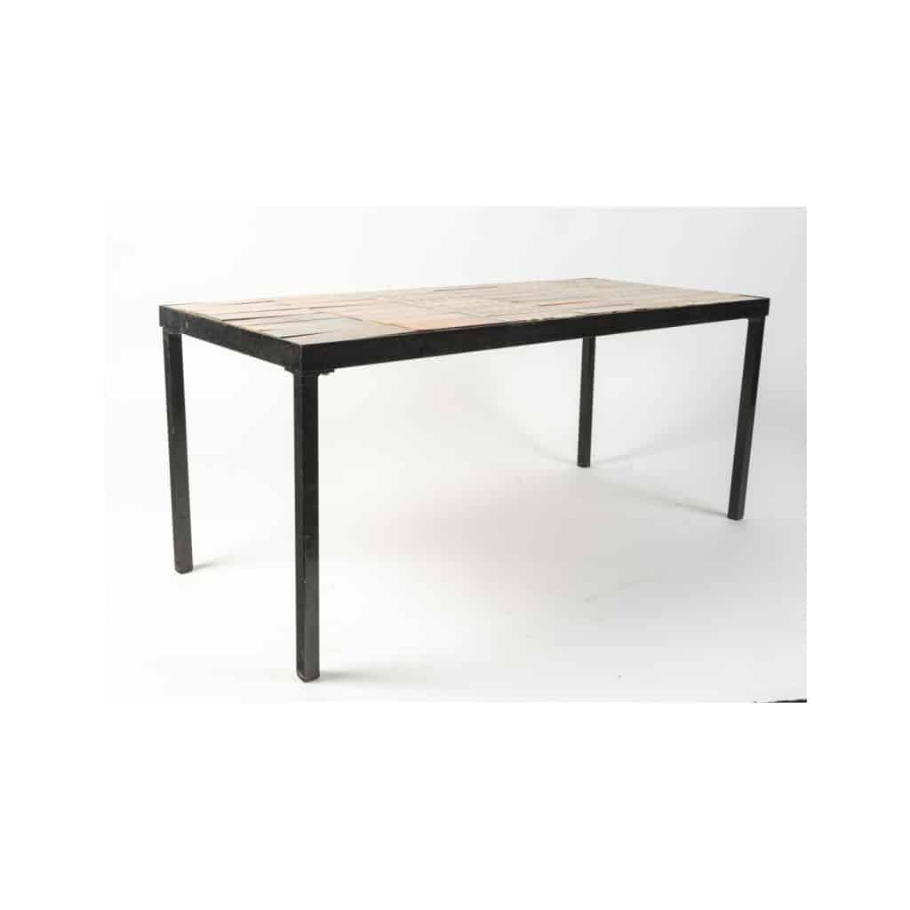 Table basse de Roger Capron des années 1970, céramique et métal. | Biron 