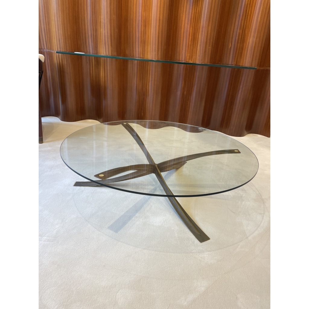 Rare table basse en verre et bronze | Biron 