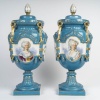 Pair of polychrome and gilded porcelain vases, XIXth century | Biron