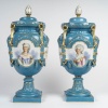 Pair of polychrome and gilded porcelain vases, XIXth century | Biron