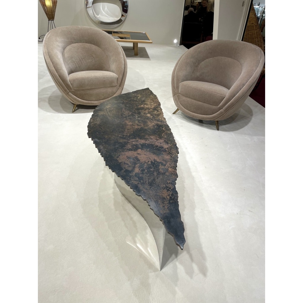 Table basse italienne en métal en forme de feuille | Biron 