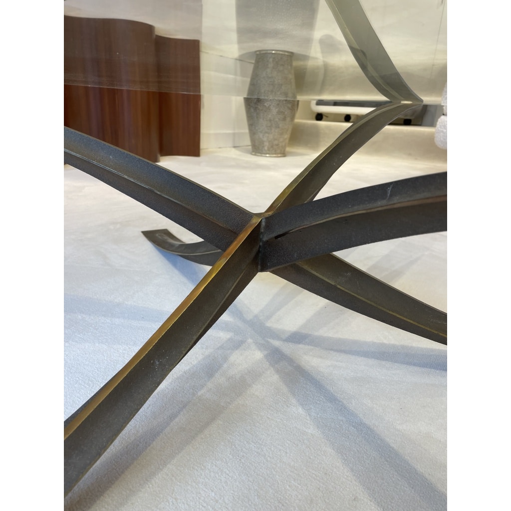Rare table basse en verre et bronze | Biron 