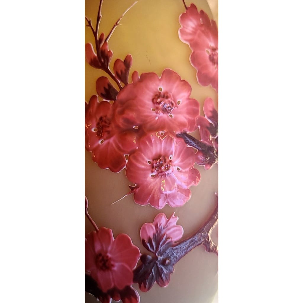 Émile Gallé (1846-1904) « Fleurs de Pommier » Vase en verre soufflé-moulé circa 1905 | Biron 
