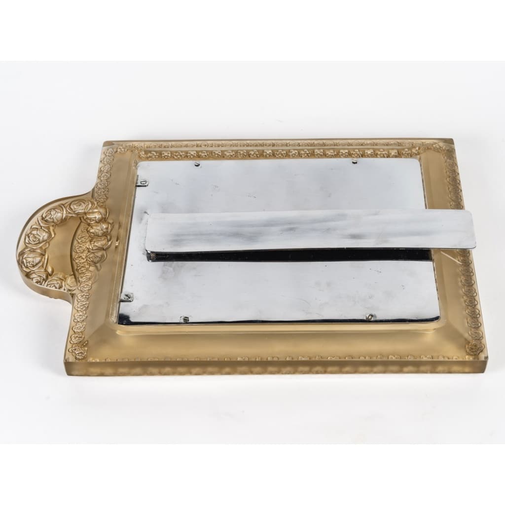 Cadre « Roses » verre blanc patiné sépia de René LALIQUE | Biron 