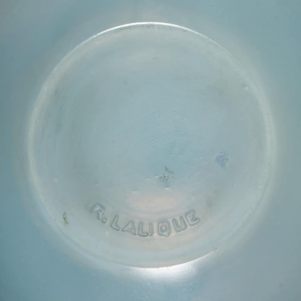Vase "Ronsard" verre opalescent patiné bleu de René LALIQUE 