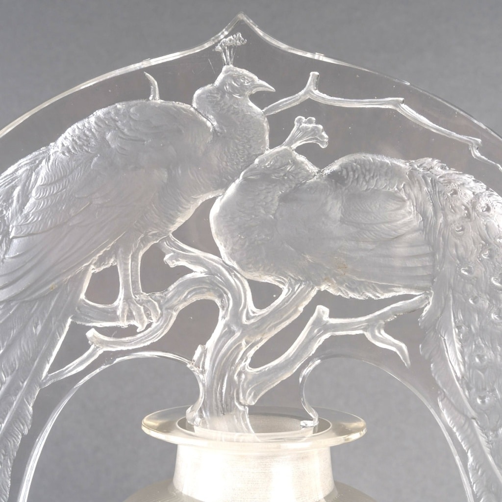 Veilleuse Tiare « Deux Paons » verre blanc de René LALIQUE | Biron 