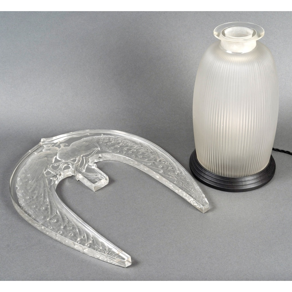 Veilleuse Tiare « Deux Paons » verre blanc de René LALIQUE | Biron 