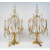 Paire de girandoles de style Louis XV en bronze doré et décor de cristal Baccarat vers 1850-1870 | Biron 