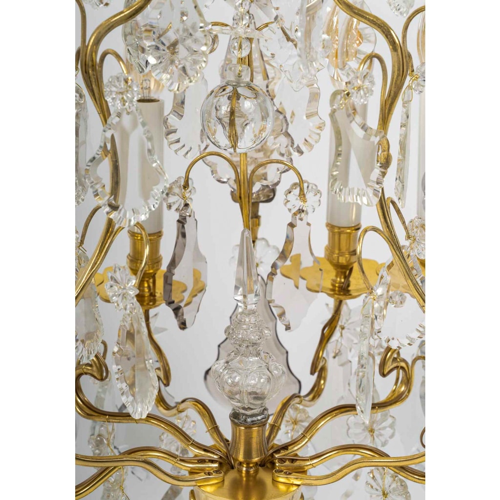 Paire de girandoles de style Louis XV en bronze doré et décor de cristal Baccarat vers 1850-1870 | Biron 