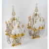 Paire de girandoles de style Louis XV en bronze doré et décor de cristal Baccarat vers 1850-1870 | Biron 