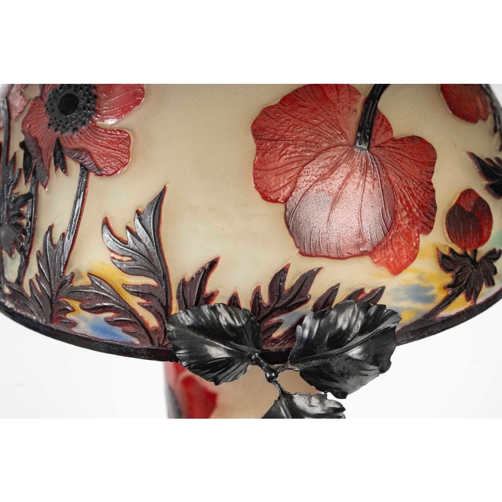 Muller Frères, Lunéville, Lampe en verre « Anémones » circa 1915 | Biron 