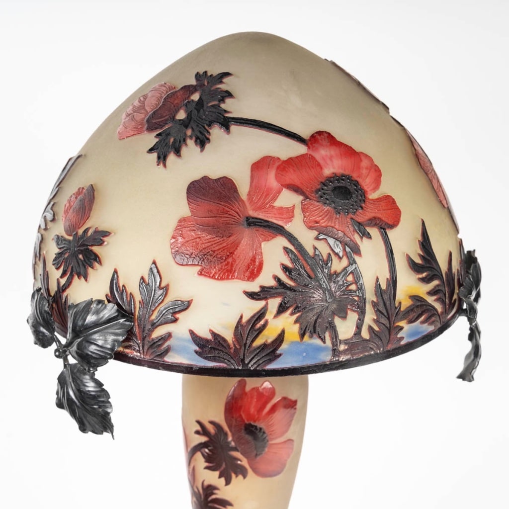 Muller Frères, Lunéville, Lampe en verre « Anémones » circa 1915 | Biron 