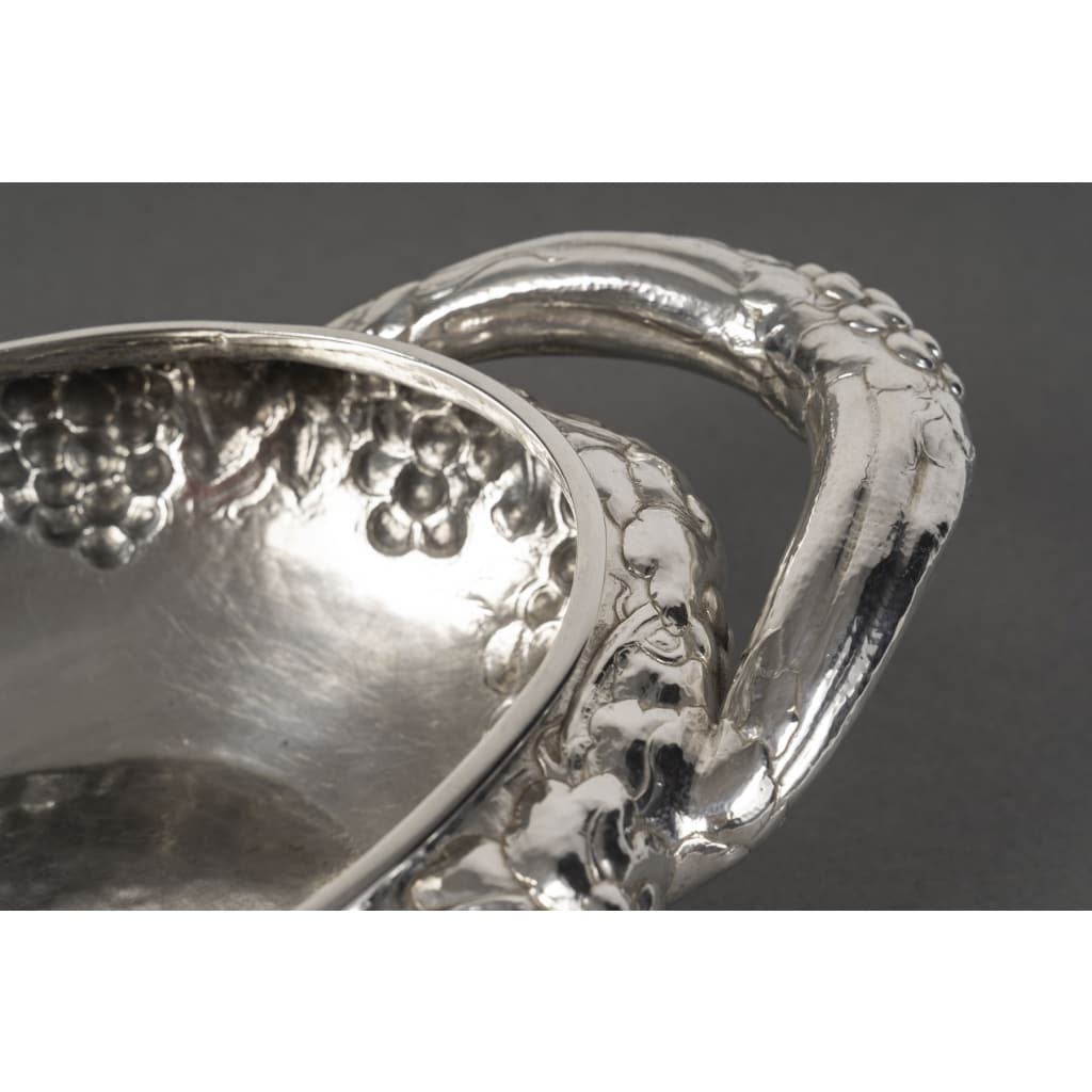 JEAN SERRIERE – Jardinière ovale en argent massif XXe vers 1920 | Biron 